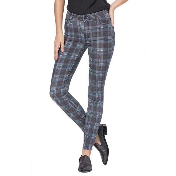 PAIGE Hoxton Plaid High Rise Skinny Ankle Jeans Size 25 - Picture 2 of 6